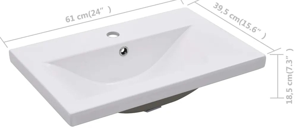vidaXL Νιπτήρας Ένθετος Λευκός 61 x 39,5 x 18,5 εκ. Κεραμικός