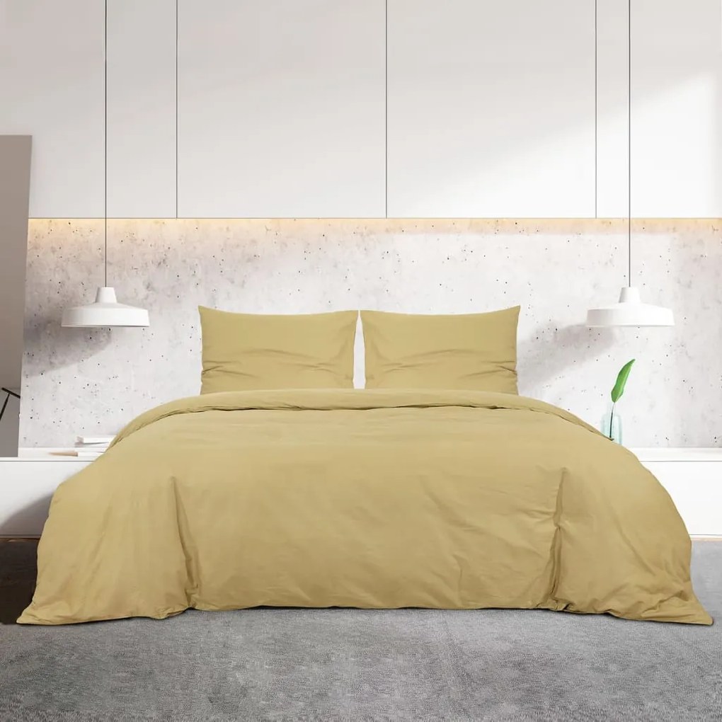 vidaXL Σετ Παπλωματοθήκη  Taupe 135x200 εκ. Βαμβακερό