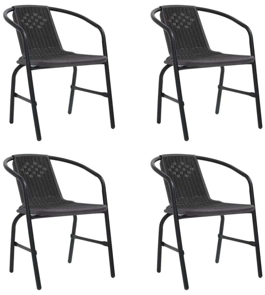 Καρέκλες Κήπου 4 τεμ. 110 κιλά από Πλαστικό Ρατάν &amp; Ατσάλι