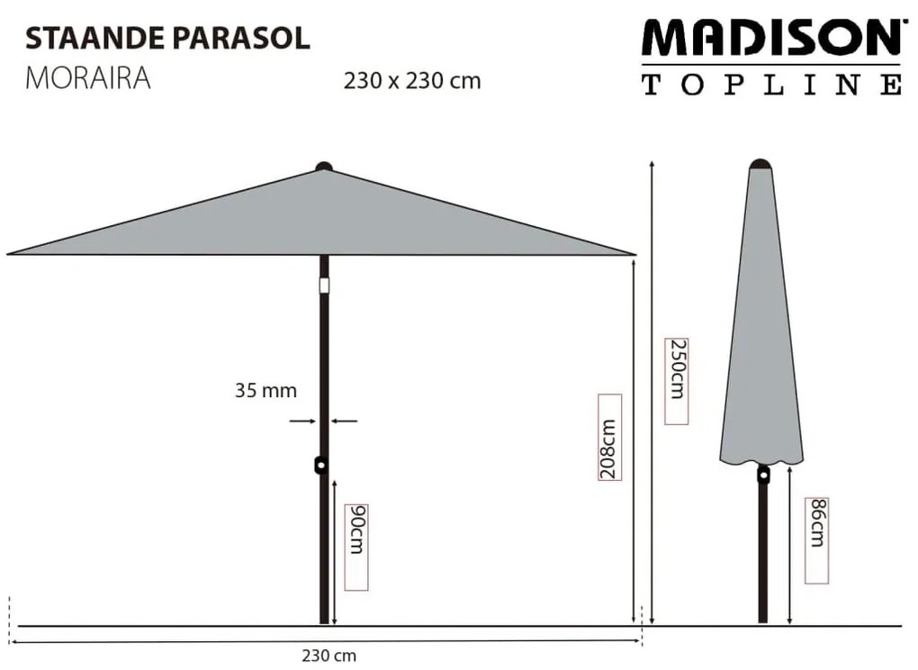 Madison Ομπρέλα Moraira Πράσινη 230 x 230 εκ. - Πράσινο