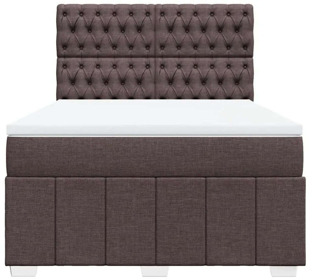 vidaXL Κρεβάτι Boxspring με Στρώμα Σκούρο Καφέ 140x200 εκ Υφασμάτινο