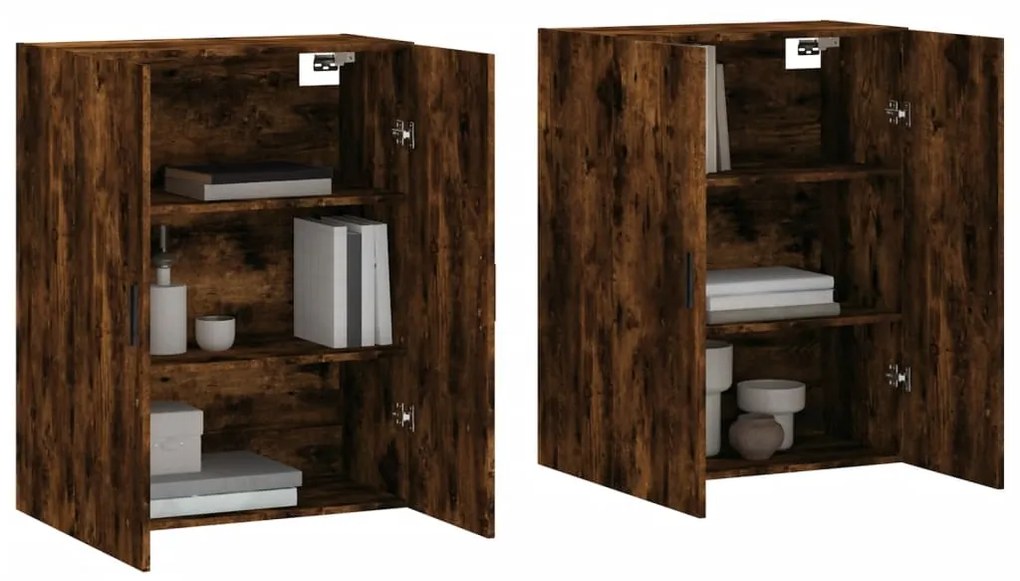 vidaXL Ντουλάπια Τοίχου 2 τεμ. Καπνιστή Δρυς 69,5 x 34 x 90 εκ.
