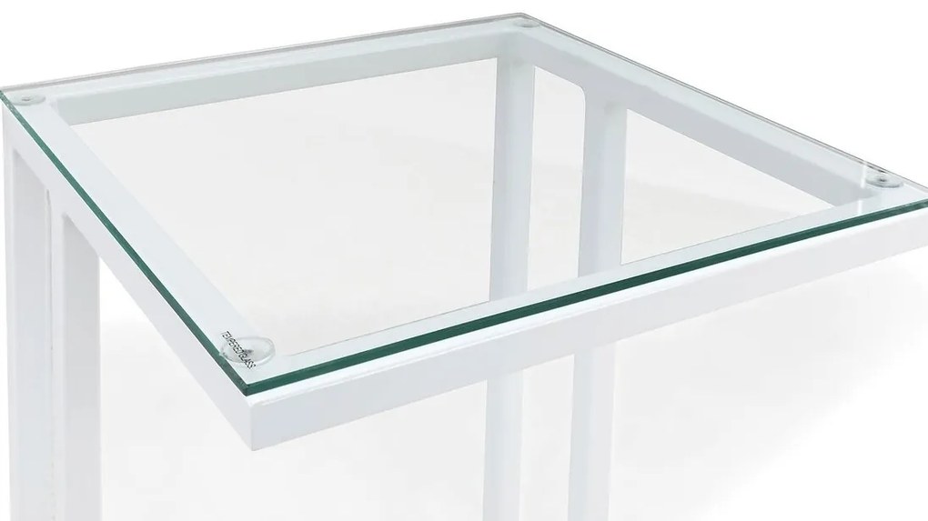Τραπεζάκι εξωτερικού χώρου Comfort Garden 1134, 68x35x35cm, Άσπρο, Επεξεργασμένο γυαλί, Μέταλλο