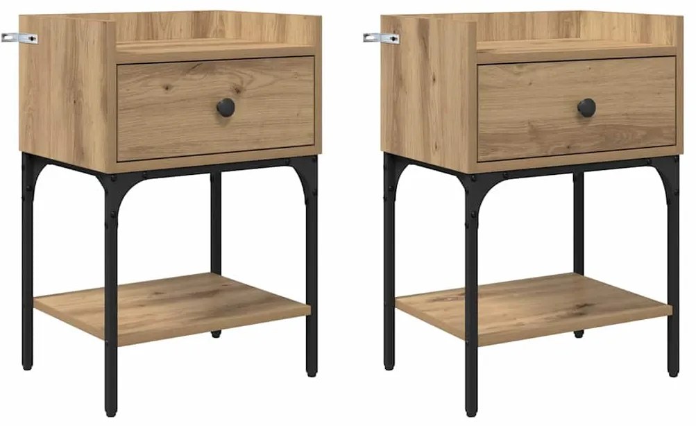 vidaXL Κομοδίνο 2 pcs Artisan Oak 40 x 29 x 60 εκ Επεξεργασμένο ξύλο