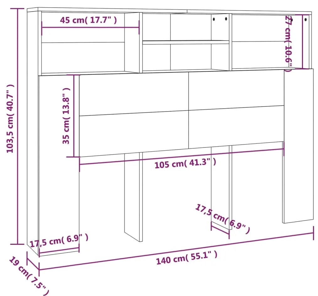 Κεφαλάρι Με Αποθηκευτικό Χώρο Λευκό 140 x 19 x 103,5 εκ. - Λευκό