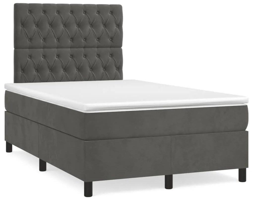 ΚΡΕΒΑΤΙ BOXSPRING ΜΕ ΣΤΡΩΜΑ ΣΚΟΥΡΟ ΓΚΡΙ 120X190 ΕΚ. ΒΕΛΟΥΔΙΝΟ 3270014