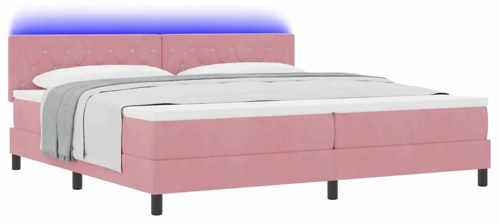 vidaXL Κρεβάτι με ελατήρια με στρώμα Ροζ 200 x 200 cm Βελούδο
