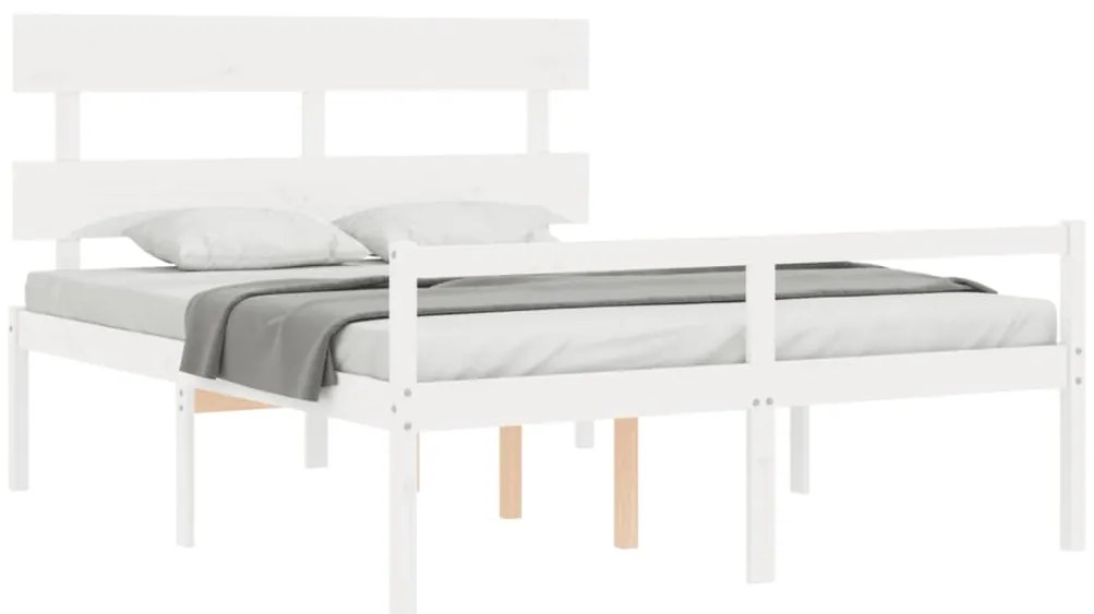 vidaXL Κρεβάτι Ηλικιωμένου με Κεφαλάρι 160 x 200 εκ. Λευκό Μασίφ Ξύλο