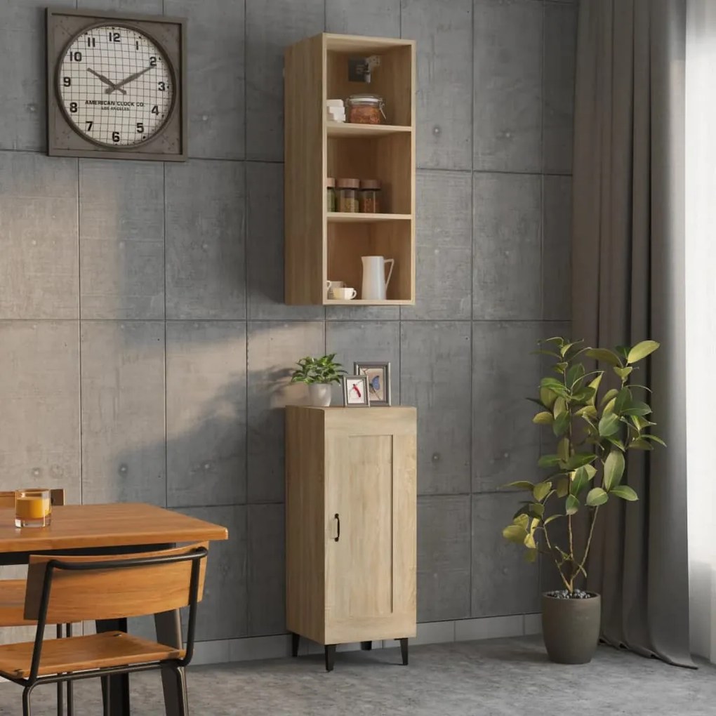 vidaXL Μπουφές Sonoma δρυς 34,5 x 34 x 180 εκ. από Επεξεργασμένο Ξύλο