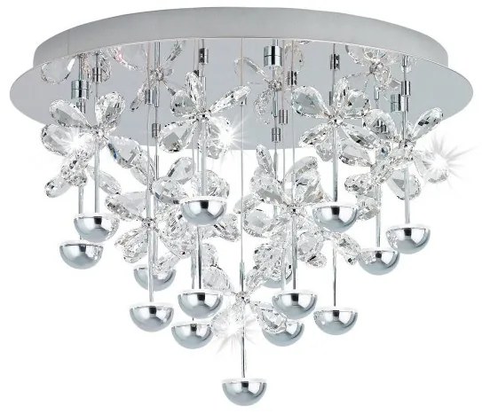 Πολυέλαιος Φωτιστικό Οροφής 15xLED 1,8W Κρύσταλλο Dimmable Pianopoli Eglo -39245-Χρώμιο 39245