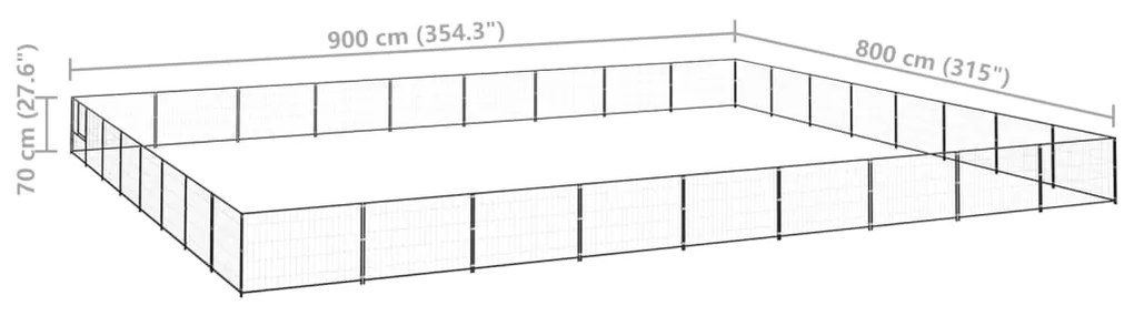 vidaXL Σπιτάκι Σκύλου Μαύρο 72 μ² Ατσάλινο