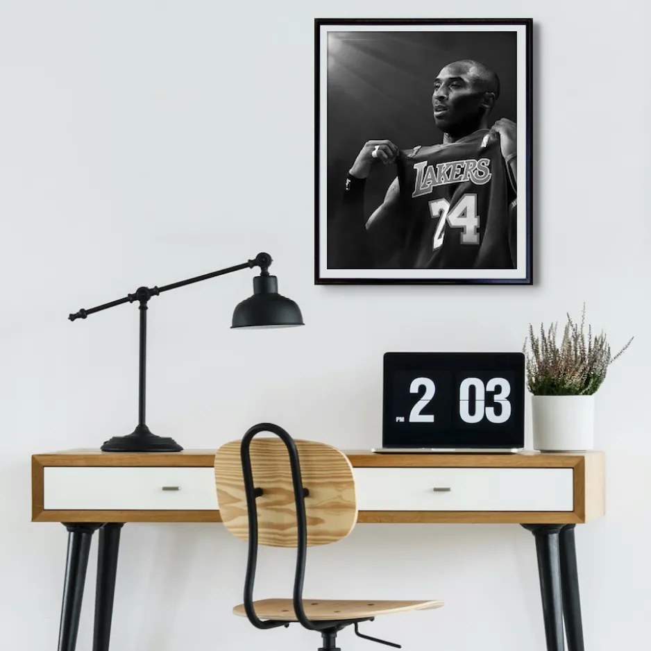 Πόστερ &amp; Κάδρο Kobe Bryant KD0509 22x31cm Μαύρο Ξύλινο Κάδρο (με πόστερ)