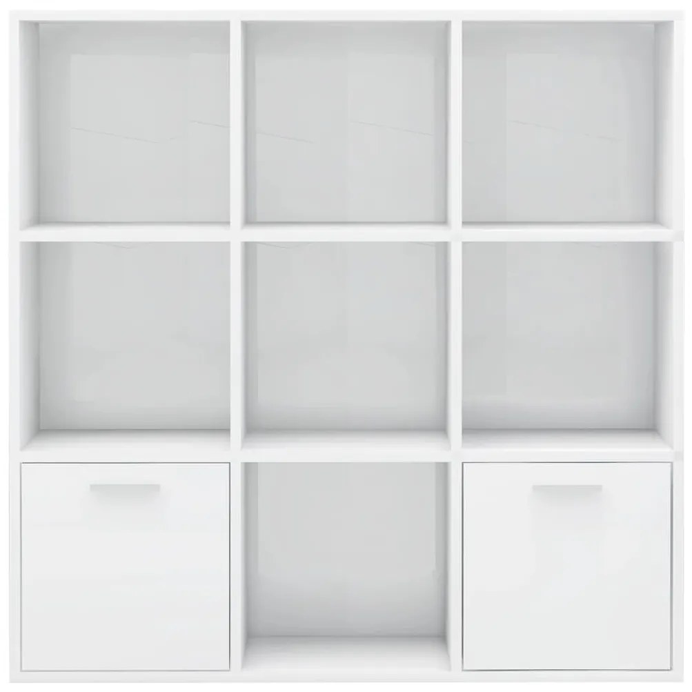 Βιβλιοθήκη Γυαλιστερό Λευκό 98 x 30 x 98 εκ. από Μοριοσανίδα - Λευκό