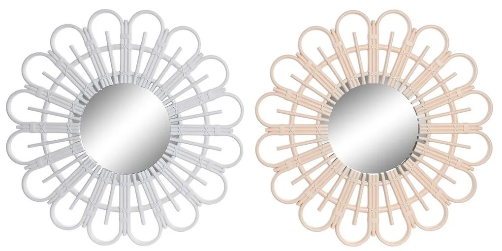 Τοίχο καθρέφτη DKD Home Decor Scandi Κρυστάλλινο Φυσικό Λευκό πολυπροπυλένιο (50 x 2,5 x 50 cm) (x2)