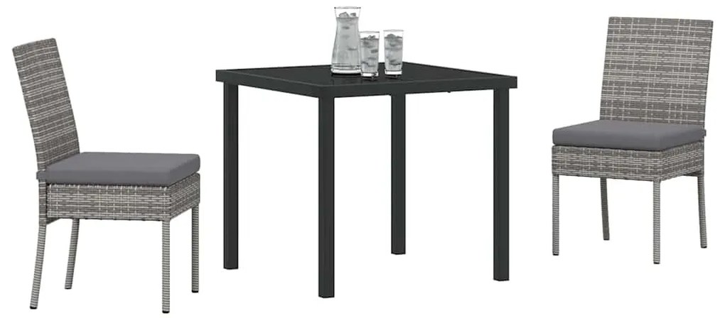 vidaXL Σέτ φαγητού για κήπο 3 pcs Γκρι Χάλυβας με επίστρωση πούδρας