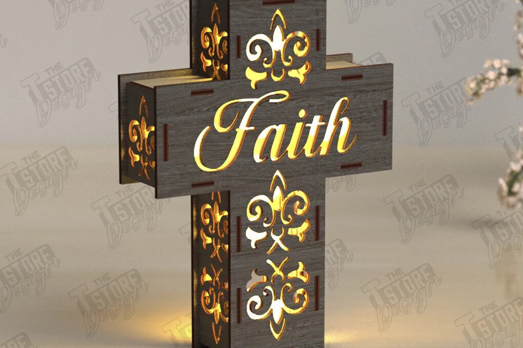 Σετ των 2 Intra απο ξύλο plywood 3mm-4mm πάχος 3D Layered Cross Lantern | CNC Δίασταση 15x15 cm INTRAFABR-122875260
