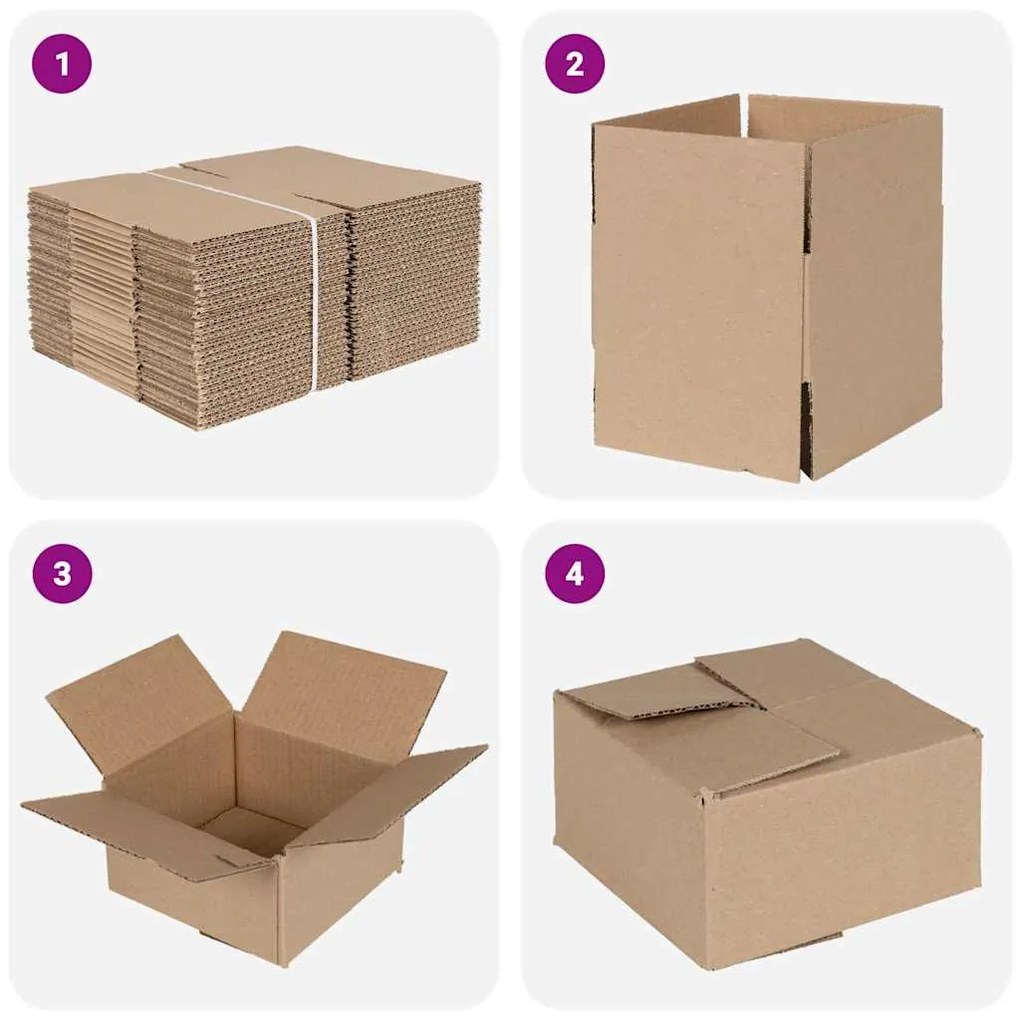 vidaXL Πτυσσόμενο Κουτί 50 pcs Καφέ 15 x 15 x 8 εκ. Χαρτόνι