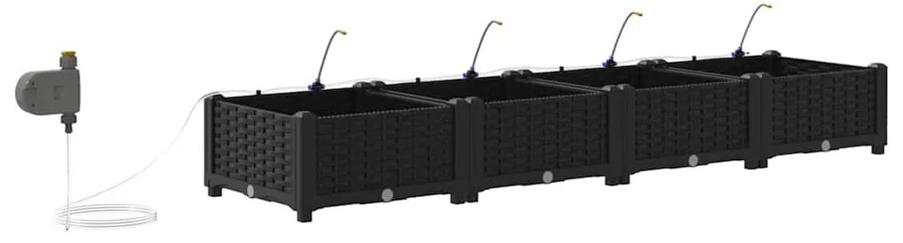 vidaXL Ζαρντινιέρες κήπου Μαύρο 160 x 40 x 22 cm Ατσάλι