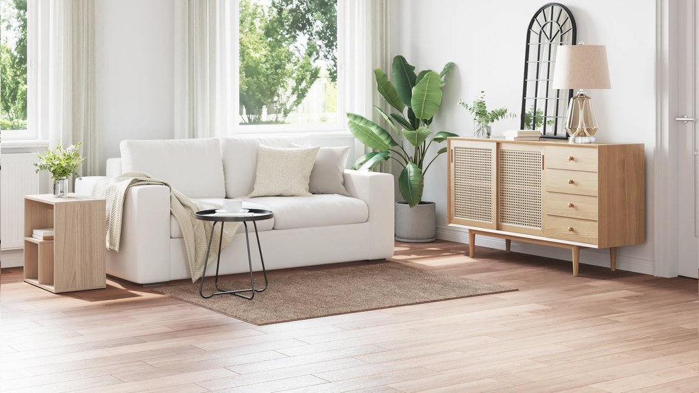 vidaXL Χαλιά Σαγκί με Λάτεξ Μπλάκινγκ Καφέ 120x170 εκ.