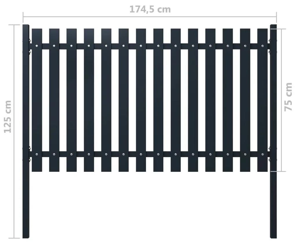 Πάνελ Περίφραξης Ανθρακί 174,5x75 εκ. Ατσάλι με Βαφή Πούδρας - Ανθρακί