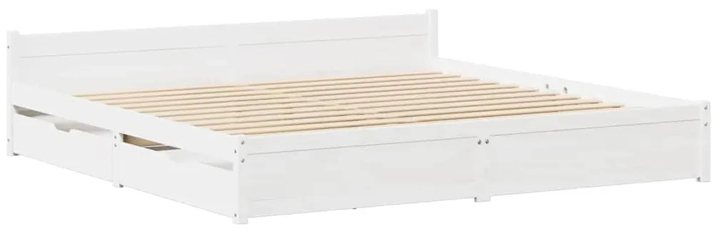 vidaXL Σκελετός Κρεβατιού Χωρίς Στρώμα Λευκό 100x200 εκ. Μασίφ Πεύκο