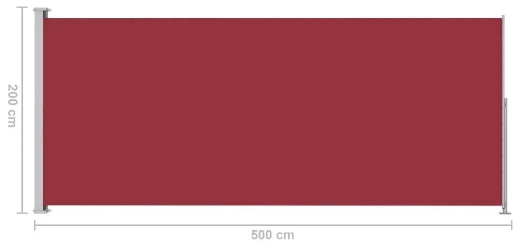 Σκίαστρο Πλαϊνό Συρόμενο Βεράντας Κόκκινο 200 x 500 εκ. - Κόκκινο
