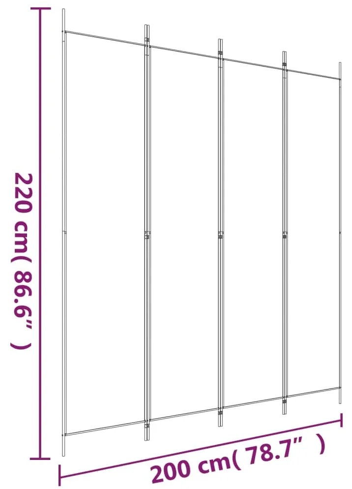 Διαχωριστικό Δωματίου με 4 Πάνελ Ανθρακί 200x220 εκ. από Ύφασμα - Ανθρακί