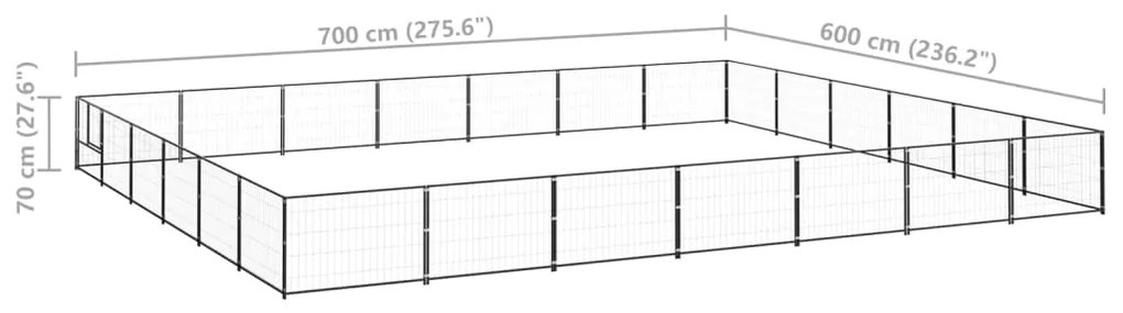 vidaXL Σπιτάκι Σκύλου Μαύρο 42 μ² Ατσάλινο