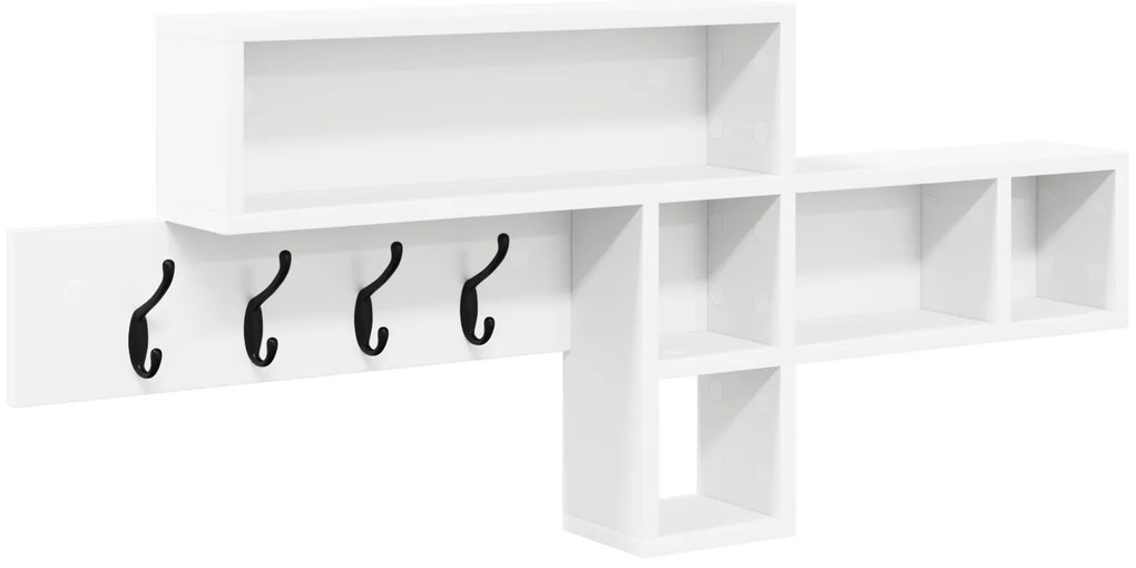 vidaXL Τοίχου Κρεμάστρα Λευκό 100 x 12 x 43.5 εκ Επεξεργασμένο ξύλο