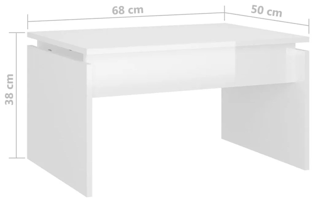 Τραπεζάκι Σαλονιού Γυαλ. Λευκό 68 x 50 x 38 εκ. από Επεξ. Ξύλο - Λευκό