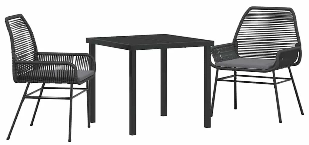 vidaXL Σέτ φαγητού για κήπο 3 pcs Μαύρο συνθετικό ρατάν