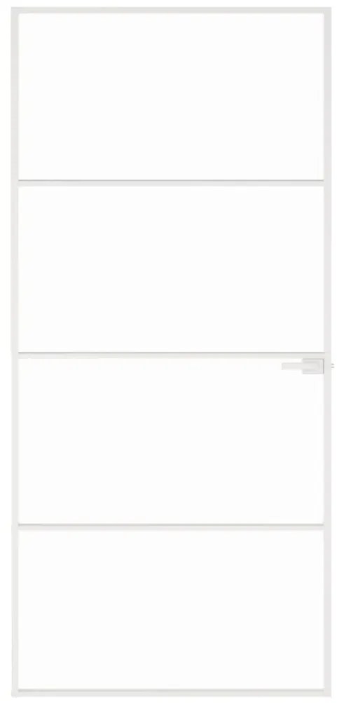 vidaXL Εσωτερική Πόρτα Λευκή 93x201,5 εκ. Ψημένο Γυαλί&Λεπτό Αλουμίνιο