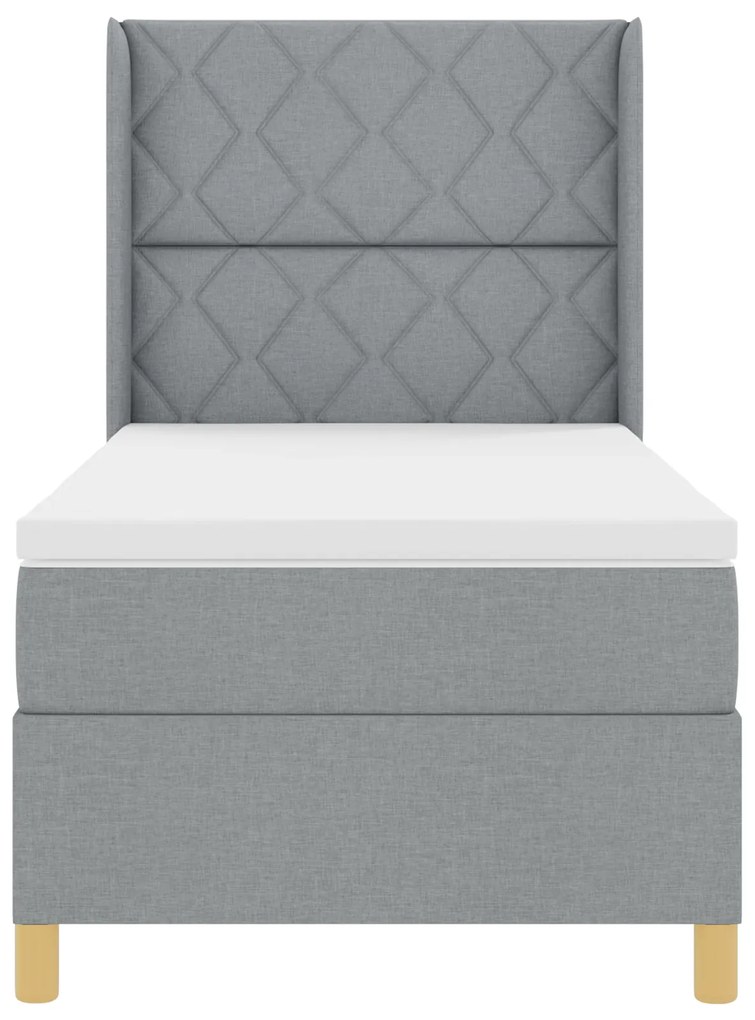 vidaXL Κρεβάτι Box Spring με Στρώμα Γκρι 90x200 εκ Υφάσμα