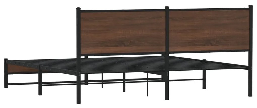 vidaXL Σκελετός Κρεβ. Χωρίς Στρώμα Καφέ Δρυς 160x200 εκ. Μεταλλικό
