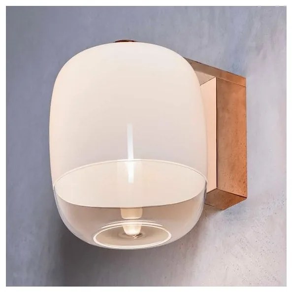 Απλίκα Φωτιστικό Τοίχου LED 4W Dimmable Triac Φυσητό Λευκό Γυαλί Gong W1 Prandina-1C40000211201-Ορείχαλκος 1C40000211201