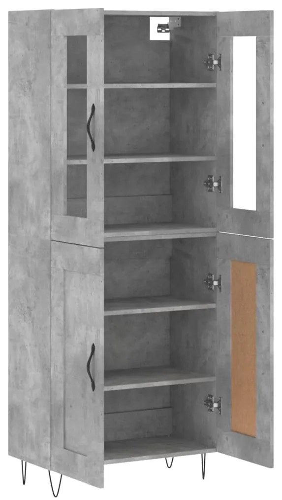 vidaXL Ντουλάπι Γκρι Σκυροδέματος 69,5x34x180 εκ. Επεξεργασμένο Ξύλο