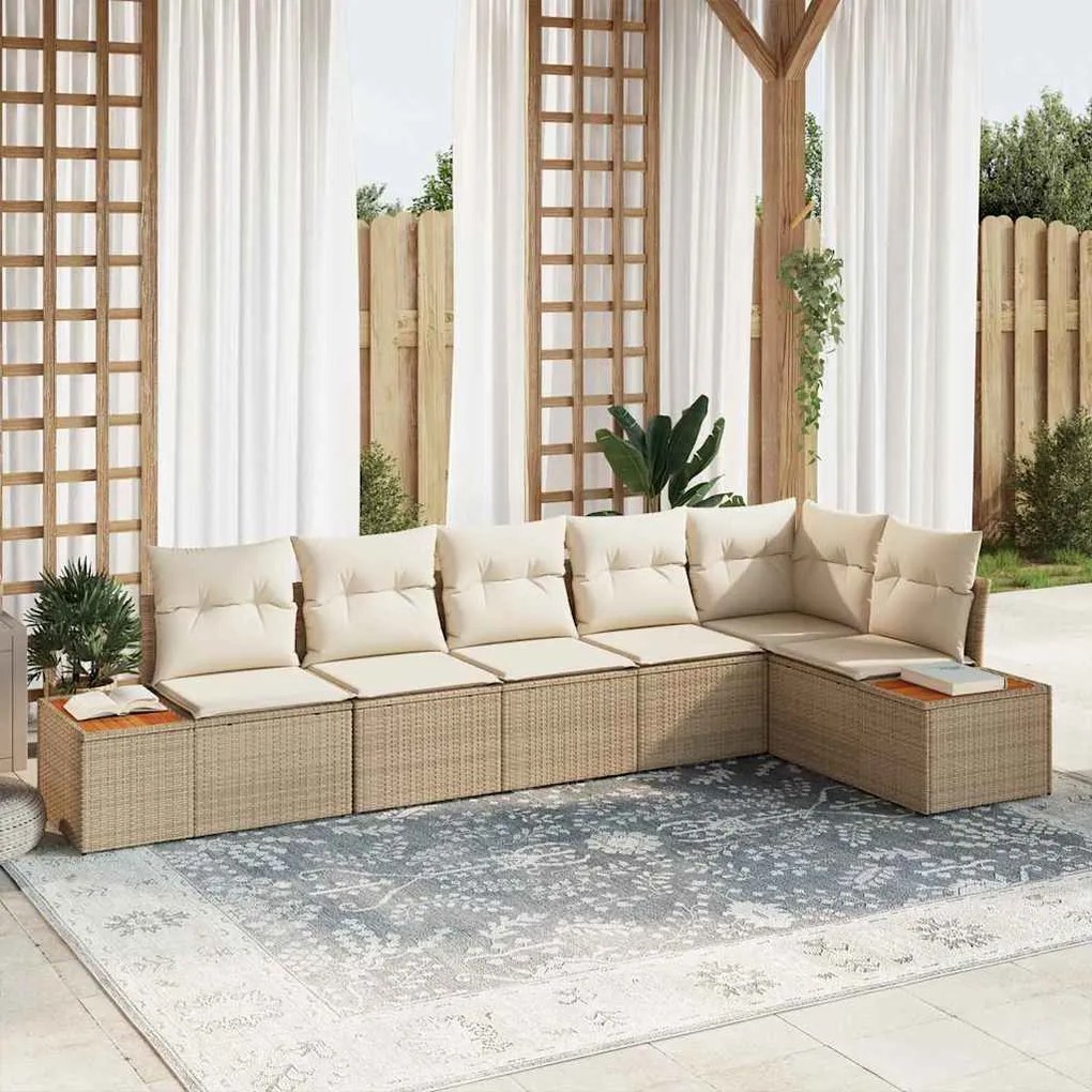 vidaXL Σετ Καναπέ Κήπου 6 pcs μπεζ και κρεμ 319 x 154 x 85 εκ.