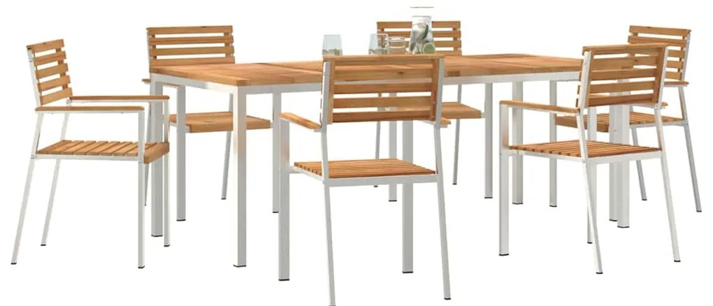 vidaXL ΣετΤραπεζαρίαςΚήπου 7 pcs Καφέ Στερεό Τικ