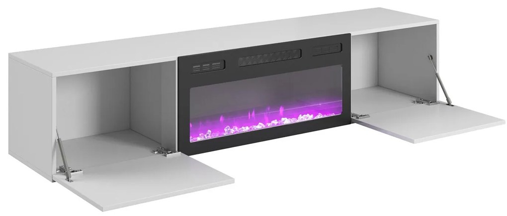 Τραπέζι Tv Houston 1572, Άσπρο, Γυαλιστερό λευκό, 180x37x40cm, 44 kg | Epipla1.gr