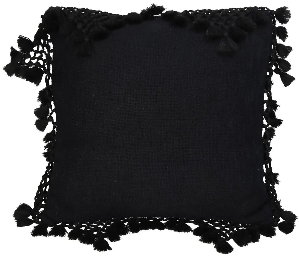 Μαξιλάρι ArteLibre Με Φούντες Μαύρο Βαμβακερό 45x45cm