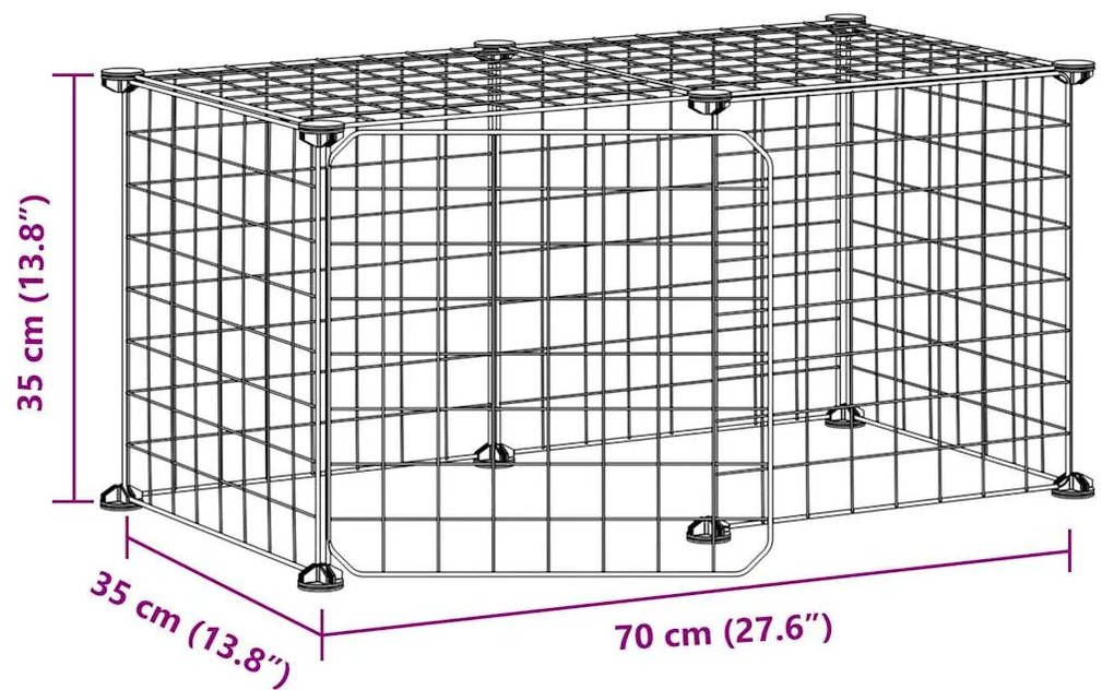 vidaXL Κλουβί Κατοικίδιων με 8 Πάνελ + Πόρτα Μαύρο 35x35 εκ. Ατσάλινο