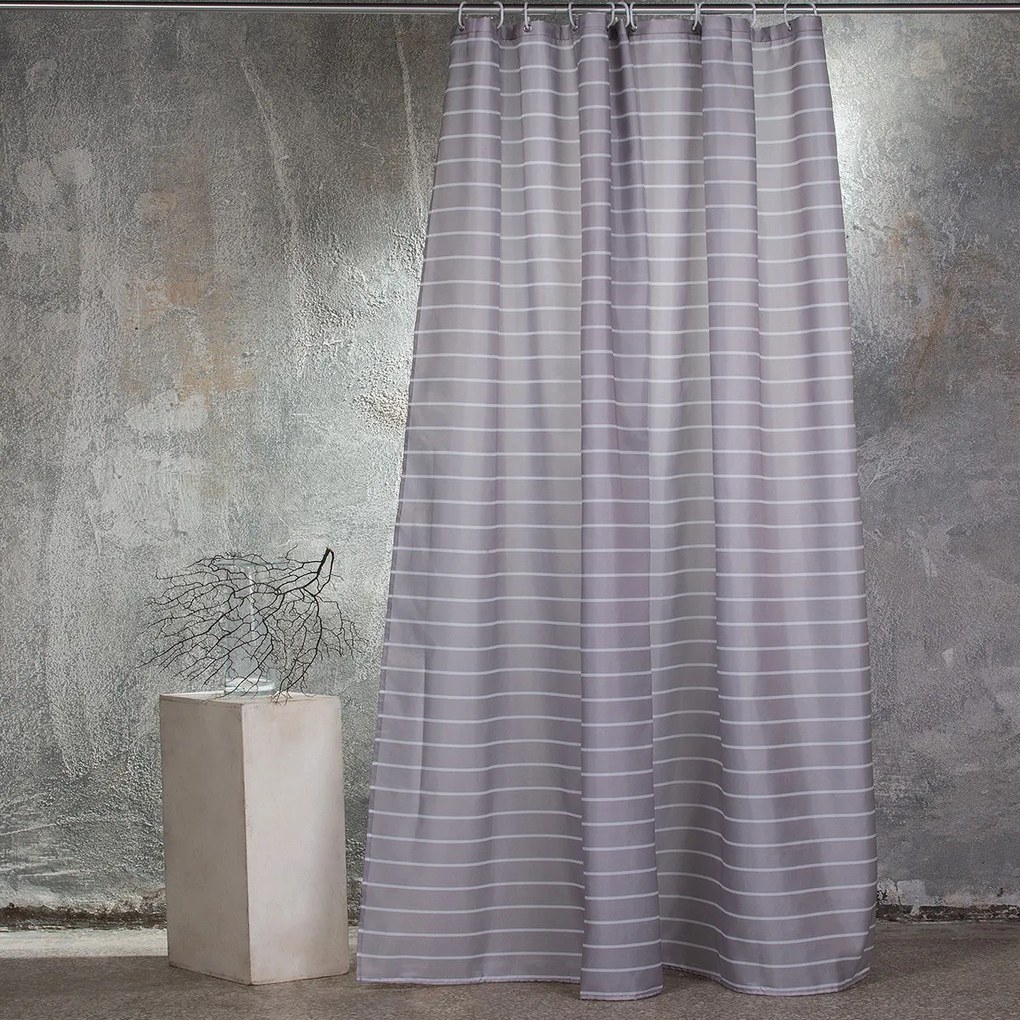 ΚΟΥΡΤΙΝΑ ΜΠΑΝΙΟΥ 180X200 STRIPE GREY - MELINEN