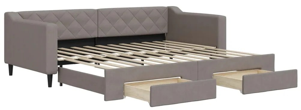 vidaXL Καναπές Κρεβάτι Συρόμενος Taupe 90x200 εκ. Ύφασμα & Συρτάρια