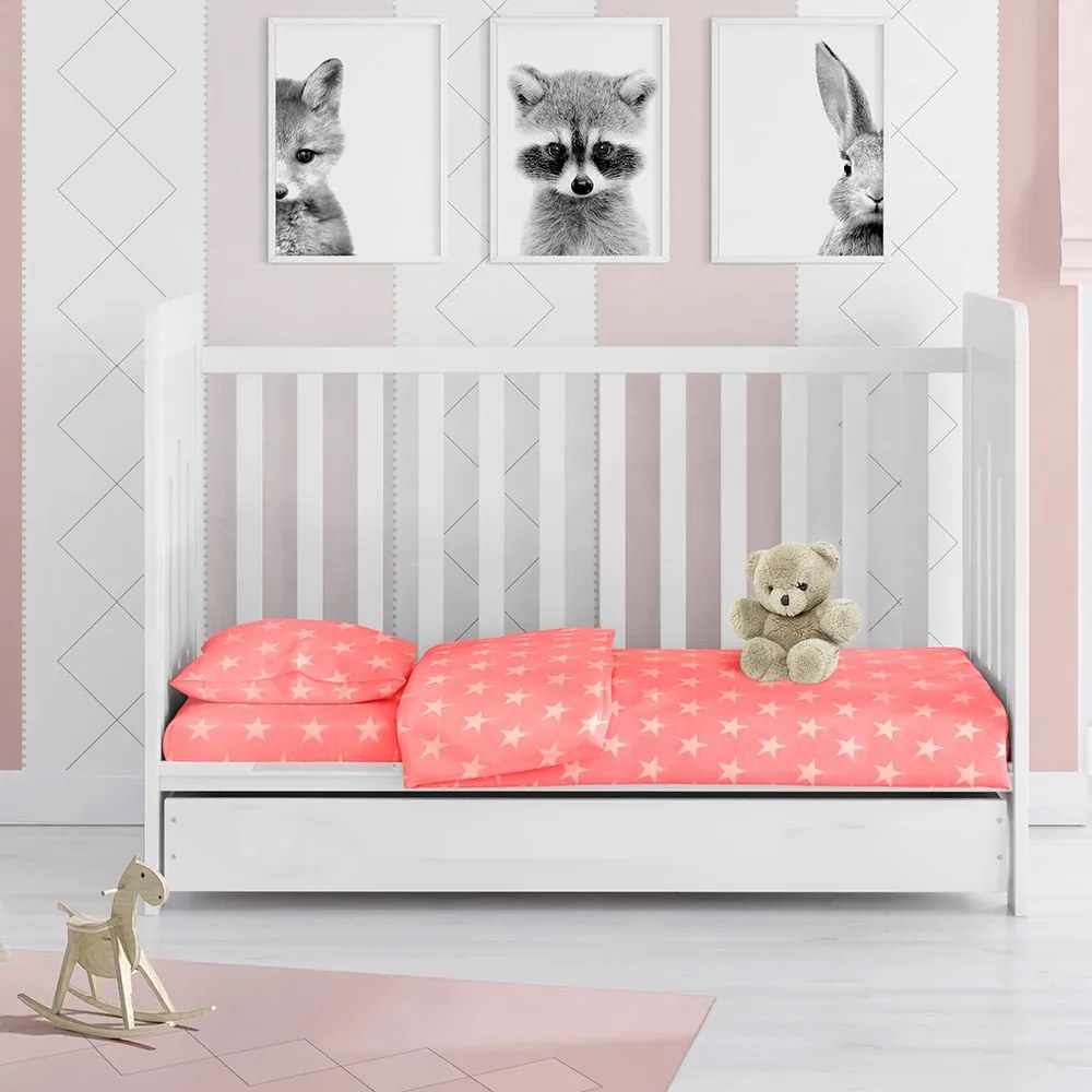 Παπλωματοθήκη Βρεφική Star 34 Coral DimCol 120x160cm 100% Cotton