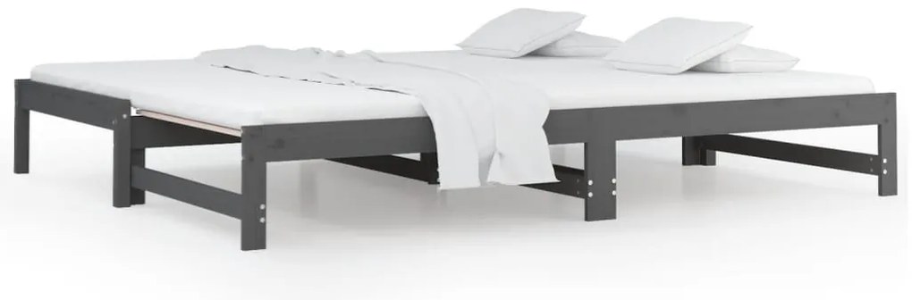 vidaXL Καναπές Κρεβάτι Συρόμενος Γκρι 2x(90x200) εκ. Μασίφ Ξύλο Πεύκου