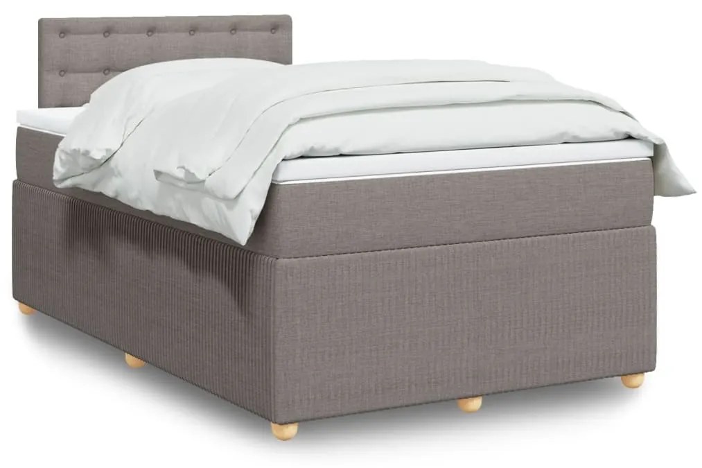 Κρεβάτι Boxspring με Στρώμα Taupe 120x200 εκ. Υφασμάτινο