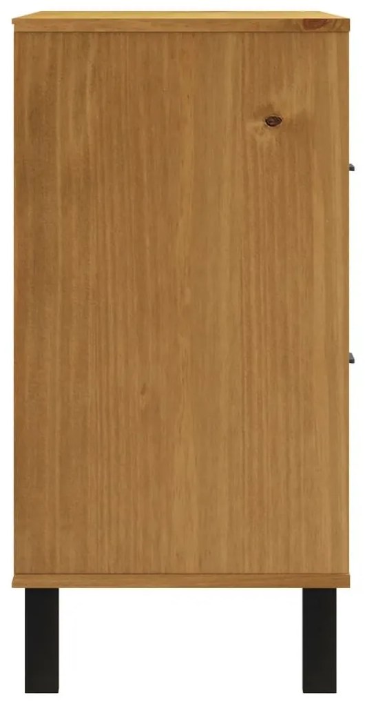Μπουφές FLAM 80x40x80 εκ. από Μασίφ Ξύλο Πεύκο με Γυάλινη Πόρτα - Καφέ