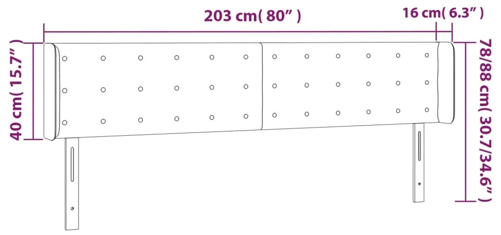 Κεφαλάρι με Πτερύγια Μαύρο 203x16x78/88 εκ. Συνθετικό Δέρμα 3118876