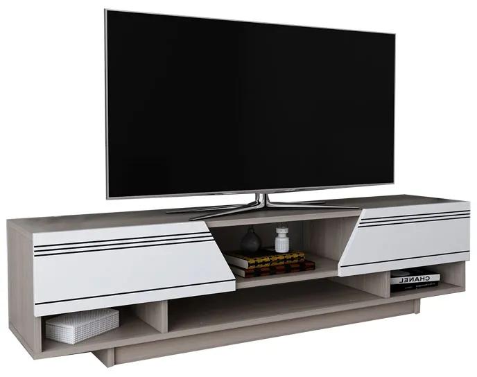 Έπιπλο τηλεόρασης Ianis λευκό-φυσικό 160x37x34εκ Υλικό: CHIPBOARD WITH MELAMINE 120-000363