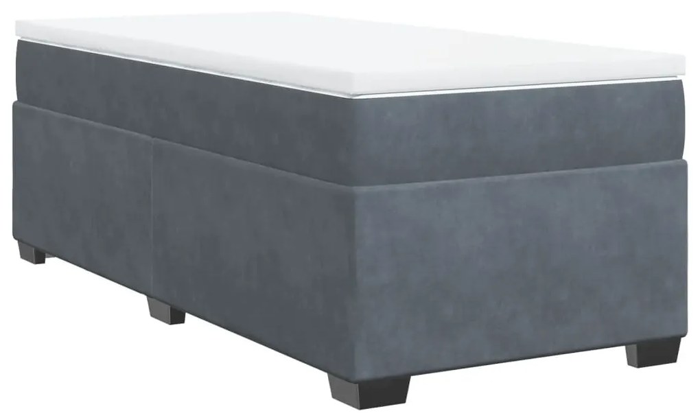 vidaXL Κρεβάτι Boxspring με Στρώμα Σκούρο Γκρι 80x200 εκ. Βελούδινο